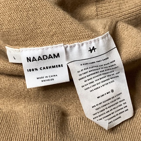 NAADAM 100% Cashmere Tan Crewneck Sweater Unisex L - Picture 3 of 7